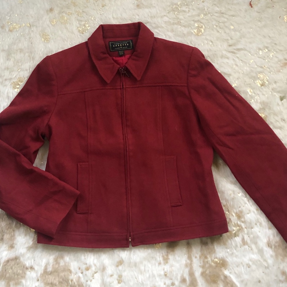 Red wool crop blazer